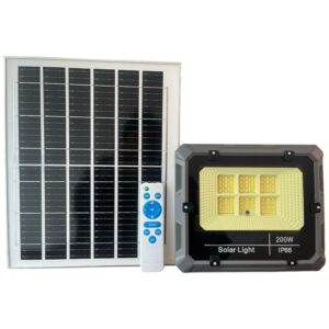 Reflector Led Solar 200w Panel Aparte Luz Cálida
